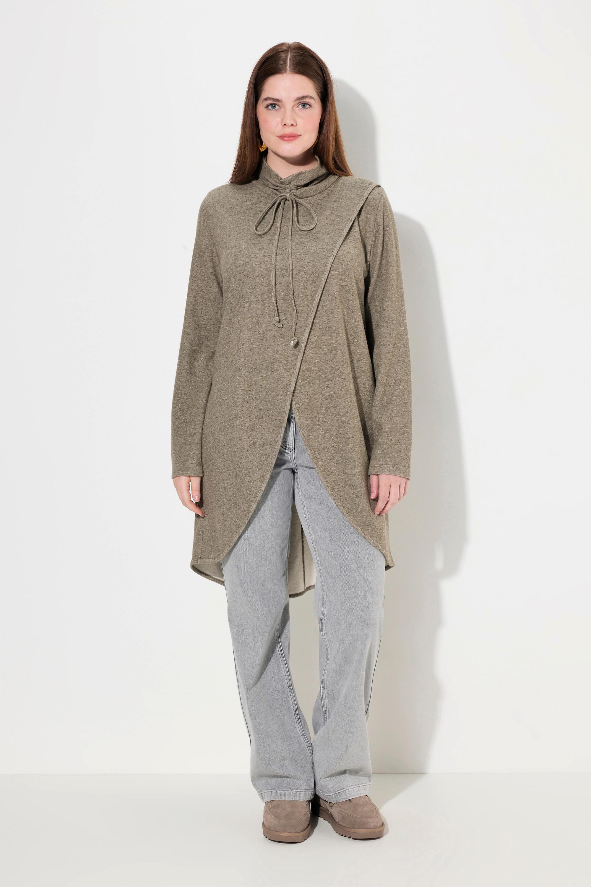 Ulla Popken  Long-Sweatshirt, Stehkragen, Langarm, Biobaumwolle 