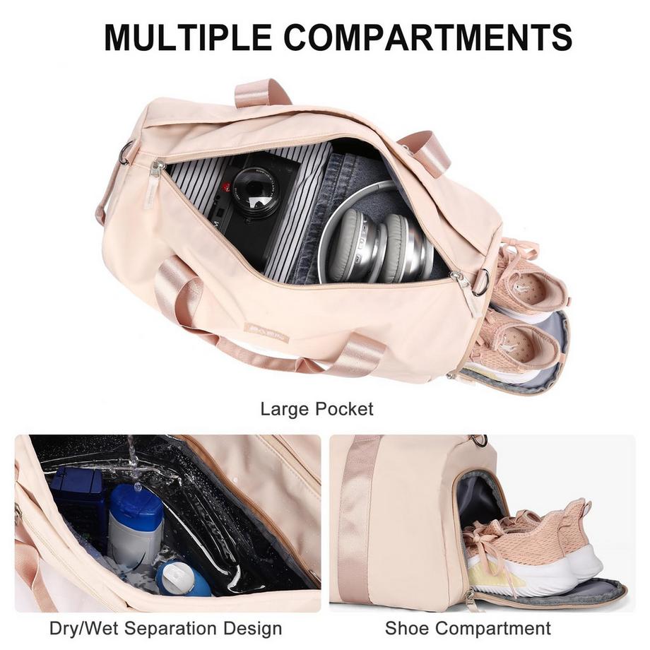 Only-bags.store Sac de sport Duffel Bag avec compartiment humide et compartiment à chaussures Léger Imperméable  