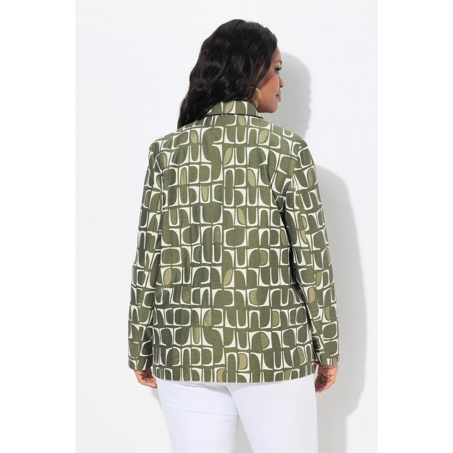 Ulla Popken Giacca Motivo Jacquard Maniche Lunghe Collo Camicia  