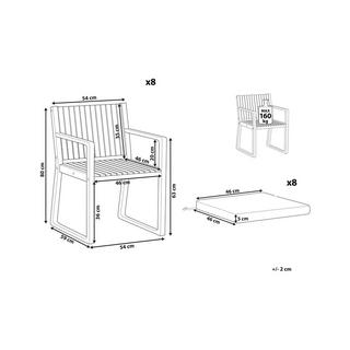 Beliani Lot de 8 chaises de jardin avec coussins en Acacia Rustique SASSARI  