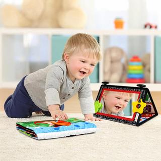 Activity-board  Kinderspiegelspielzeug mit kontrastierendem Muster, Baby-Lernspielzeug mit Stoffbuch 