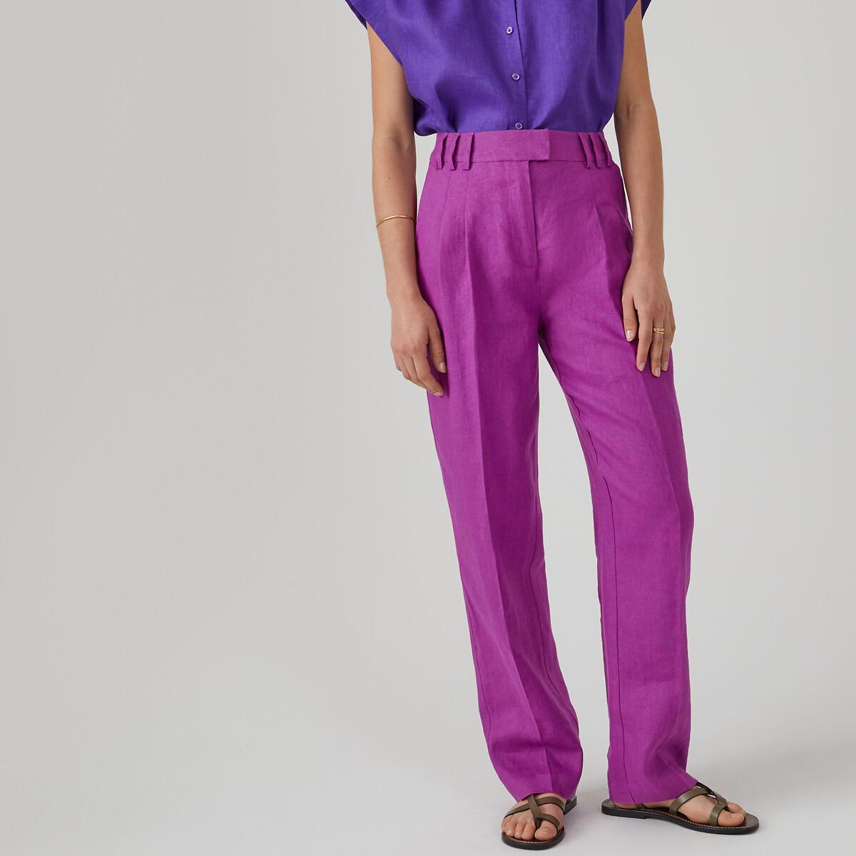 Image of Weite Leinenhose Damen Violett 40