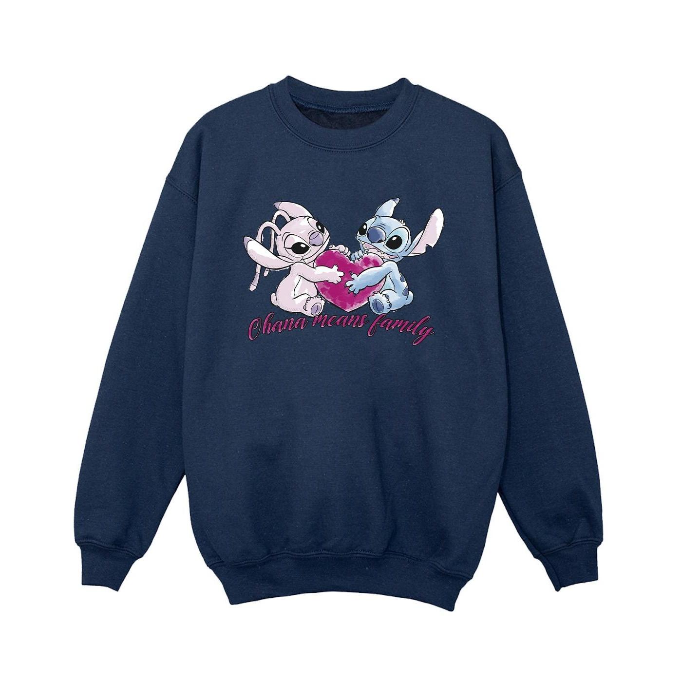 Image of Lilo And Stitch Ohana Heart With Angel Sweatshirt Jungen Marine 140/146