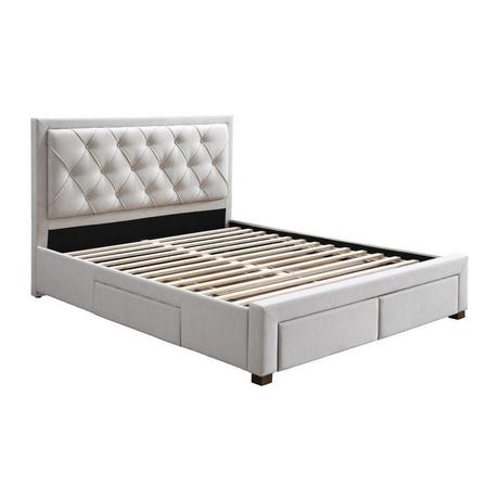 Vente-unique Letto con Cassetti 180 x 200 cm Tessuto Beige - LEOPOLD  