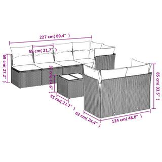 VidaXL Ensemble de canapés de jardin rotin synthétique  