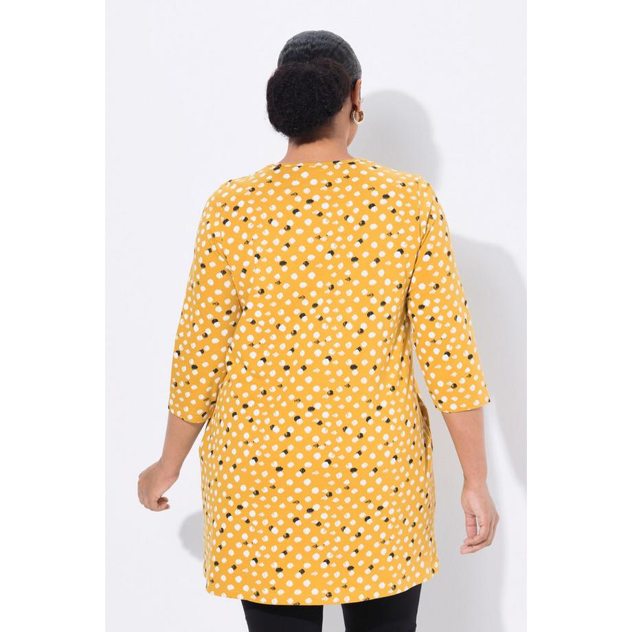 Ulla Popken Longshirt Punkte A-Linie Rundhals 3/4-Arm  