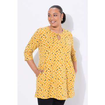 Longshirt, Punkte, A-Linie, Rundhals, 3/4-Arm