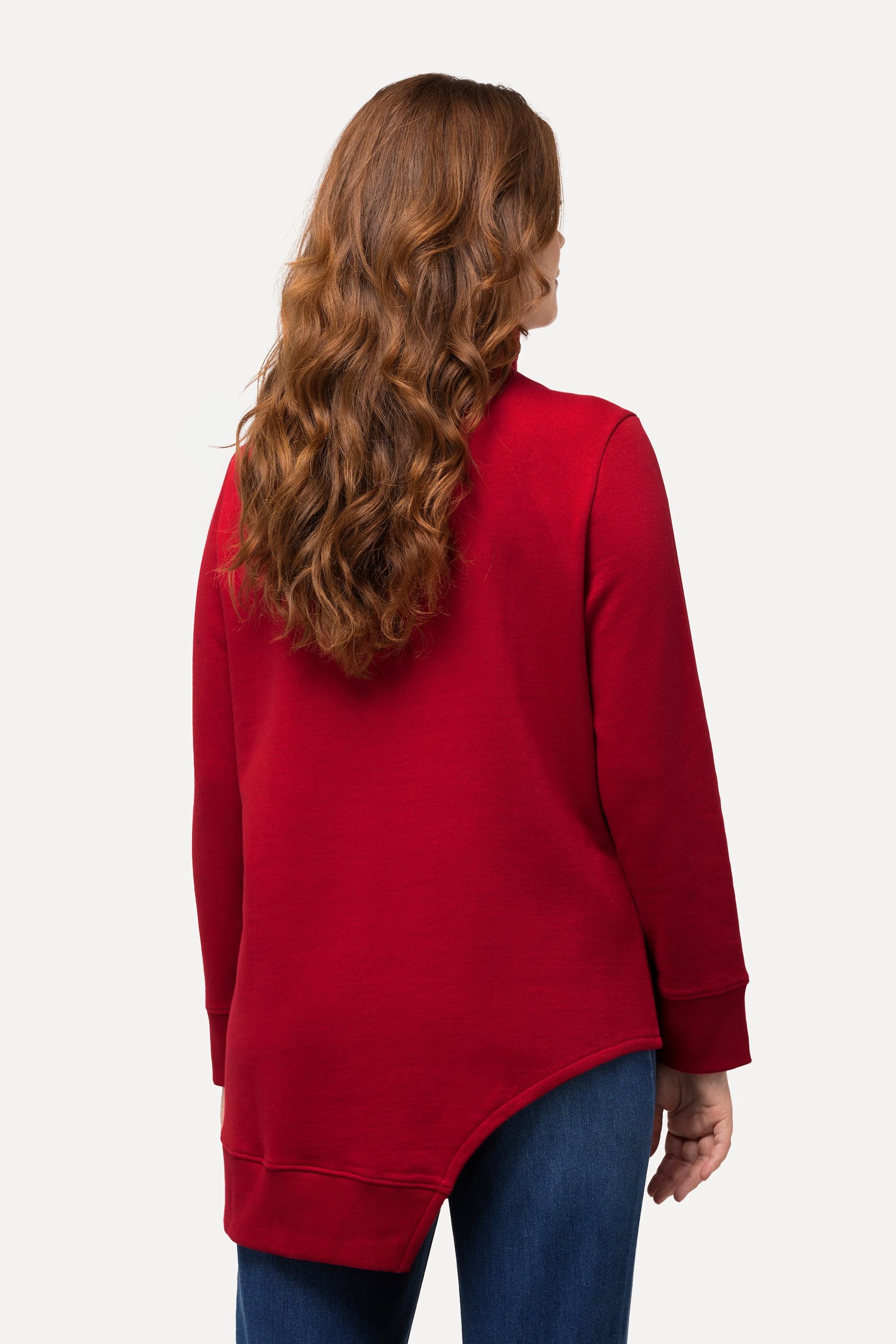 Ulla Popken  Sweat-shirt long en coton bio. Découpe, manches longues et col montant. 