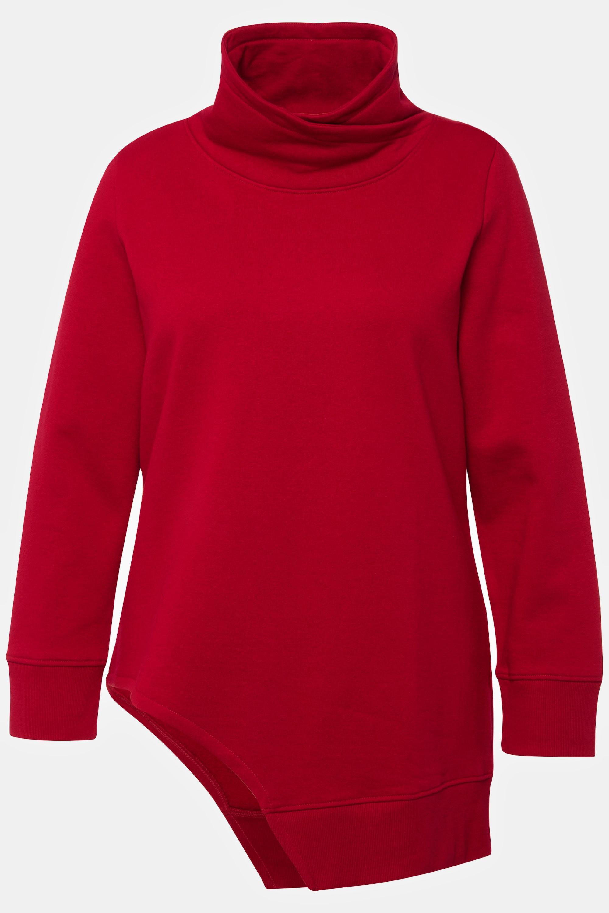 Ulla Popken  Sweat-shirt long en coton bio. Découpe, manches longues et col montant. 