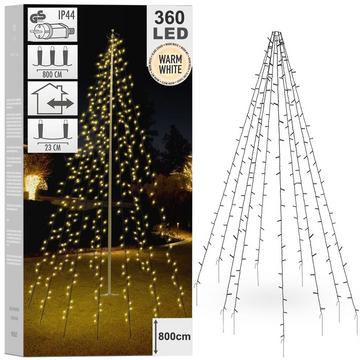 Weihnachtsbeleuchtung mit 360 LED-Lichtern für Baum oder Fahnenmast