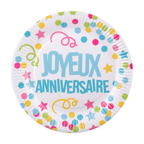 BOLAND PartyTeller Joyeux Anniversaire 6erPack Papier  