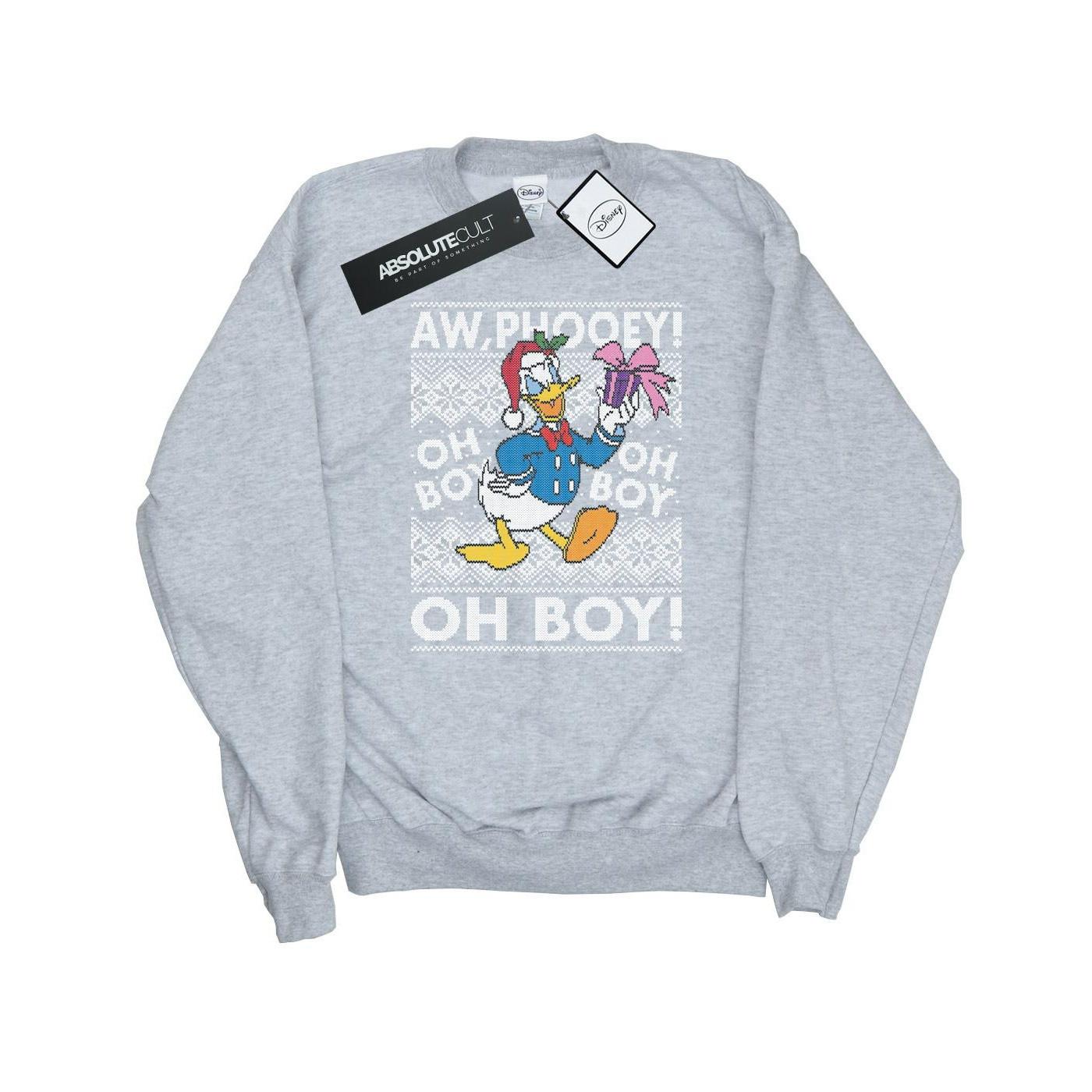 Image of Donald Duck Christmas Fair Isle Sweatshirt Damen Grau XXL