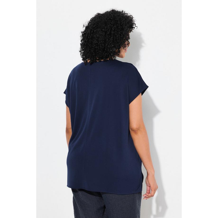 Ulla Popken Oversized V-Ausschnitt Halbarm Sweatshirt  