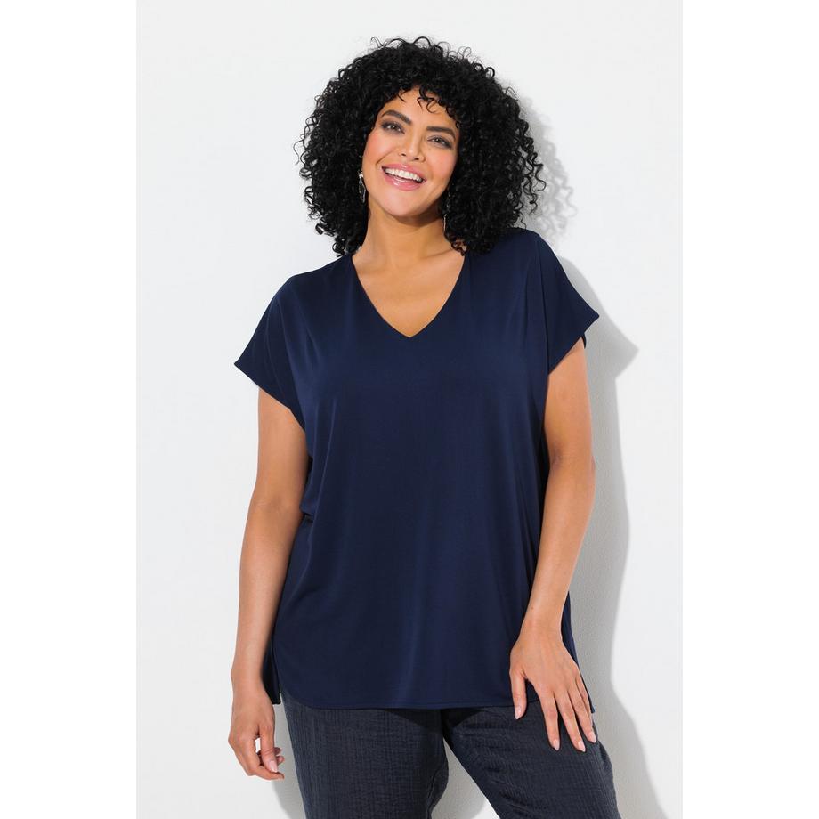 Ulla Popken Oversized V-Ausschnitt Halbarm Sweatshirt  