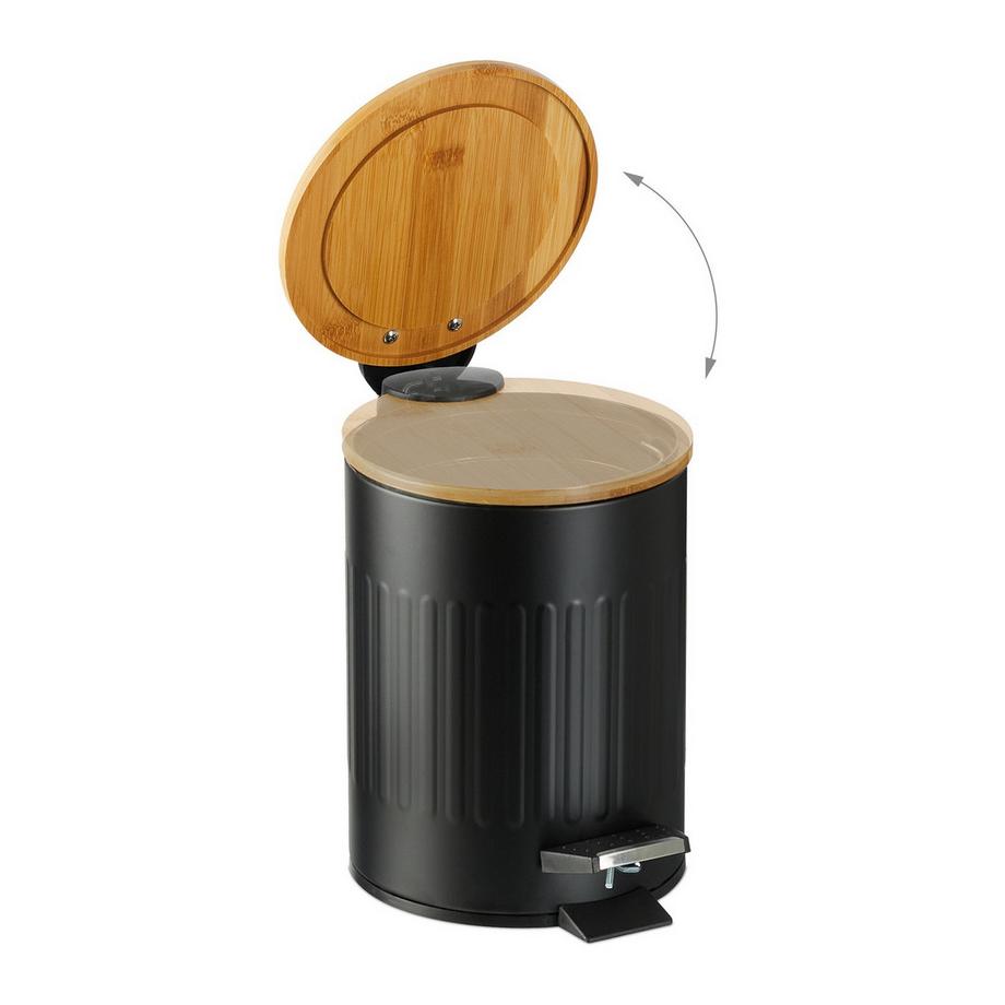 B2X Papierkorb fürs Badezimmer 3 l mit Bambusdeckel  