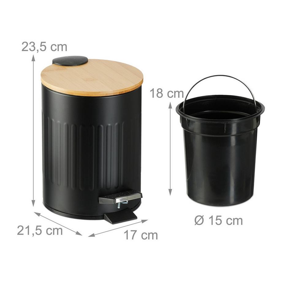 B2X Papierkorb fürs Badezimmer 3 l mit Bambusdeckel  