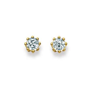 MUAU Schmuck  Clous d'oreilles or jaune 750 Zircone 5mm 