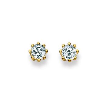 Clous d'oreilles or jaune 750 Zircone 5mm