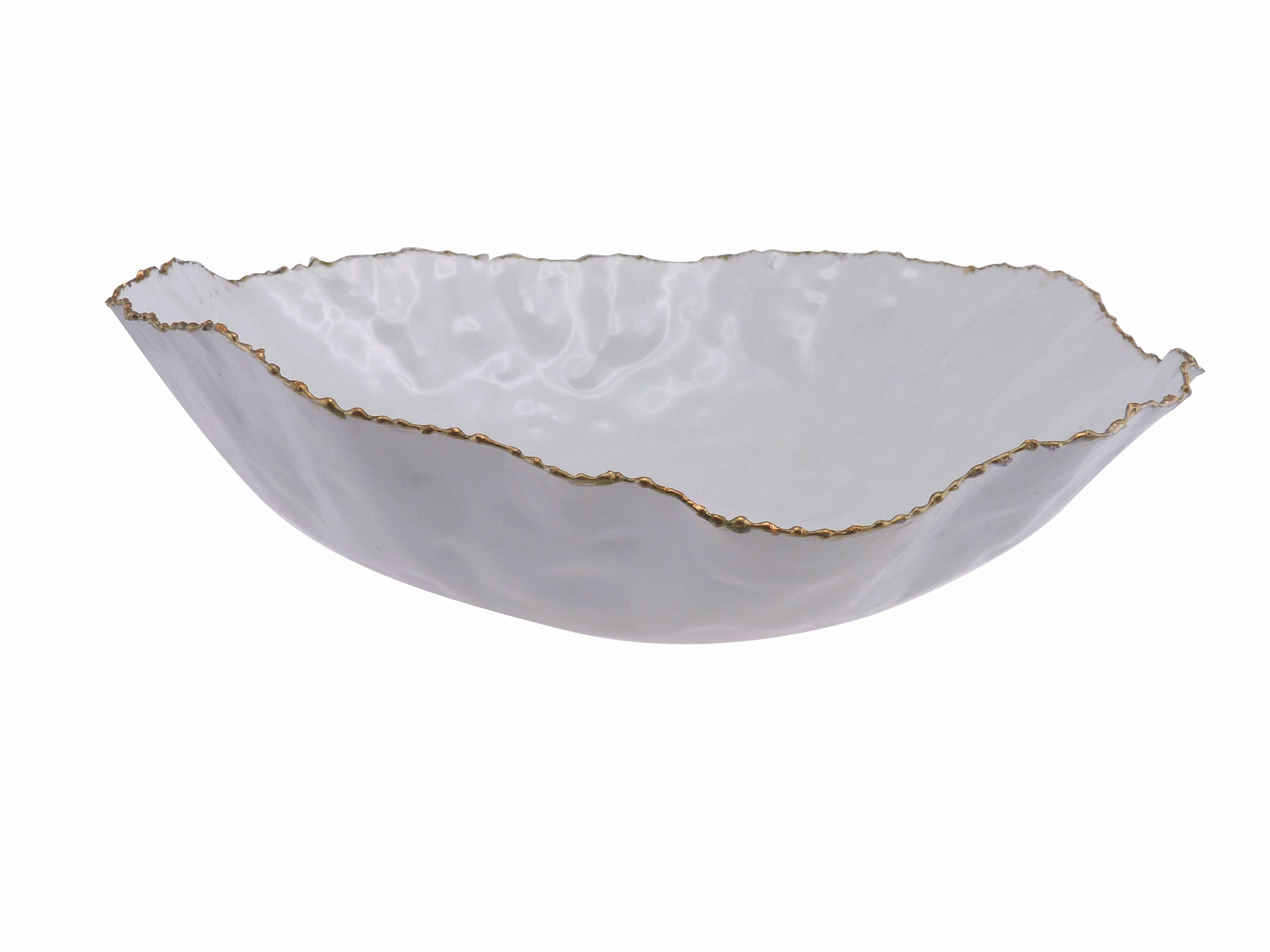 Image of Weiße Schale mit goldenem Rand 38 cm schlicht Weiße Schale mit goldenem Rand 38 cm schlicht