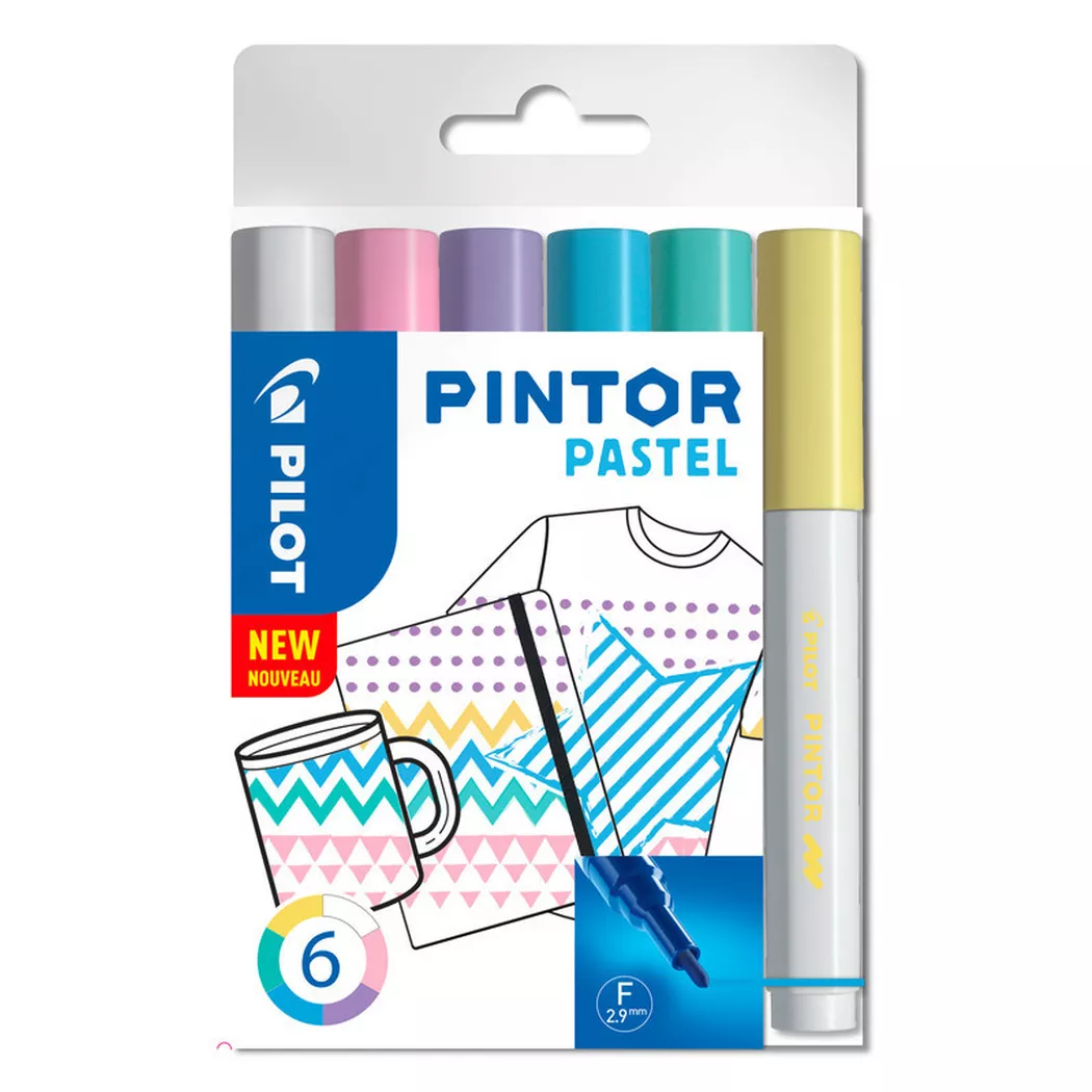 Pilot Pintor Fine Bullet Tip Paint Marker 2.9mm Pastel Assorted Pack 6