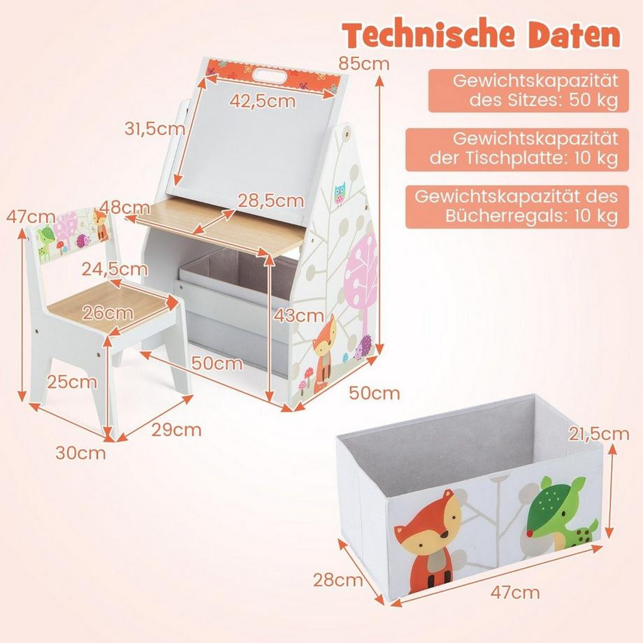 Northix  Ensemble chevalet et bureau pour enfants 