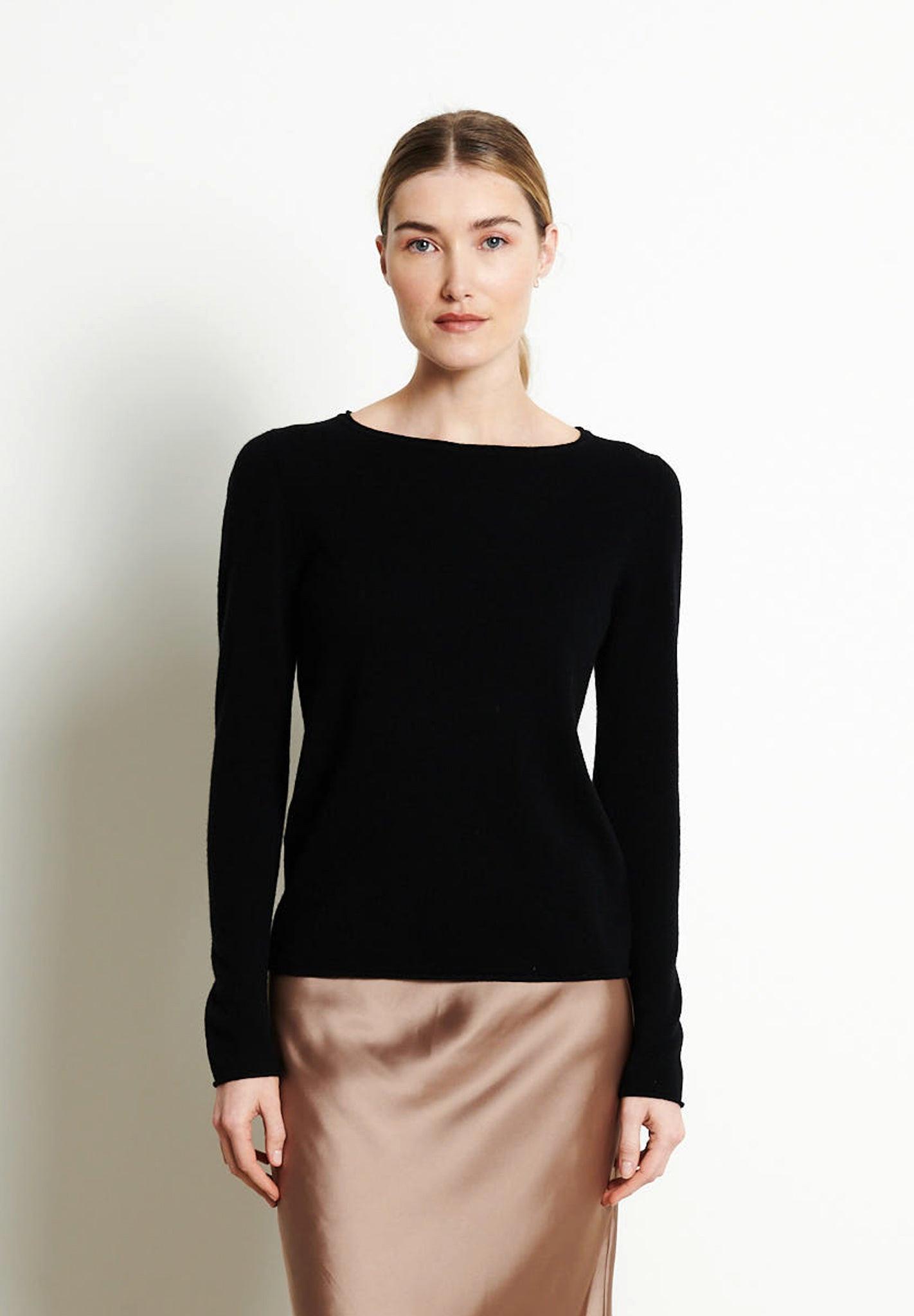 Image of Lilly 5 Bootskragen Pullover - 100% Kaschmir Damen Schwarz XL