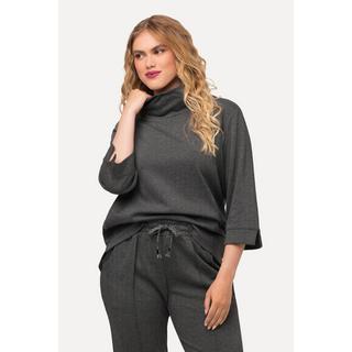 Ulla Popken  Sweatshirt, Salz-und-Pfeffer-Optik, Stehkragen, 3/4-Arm 