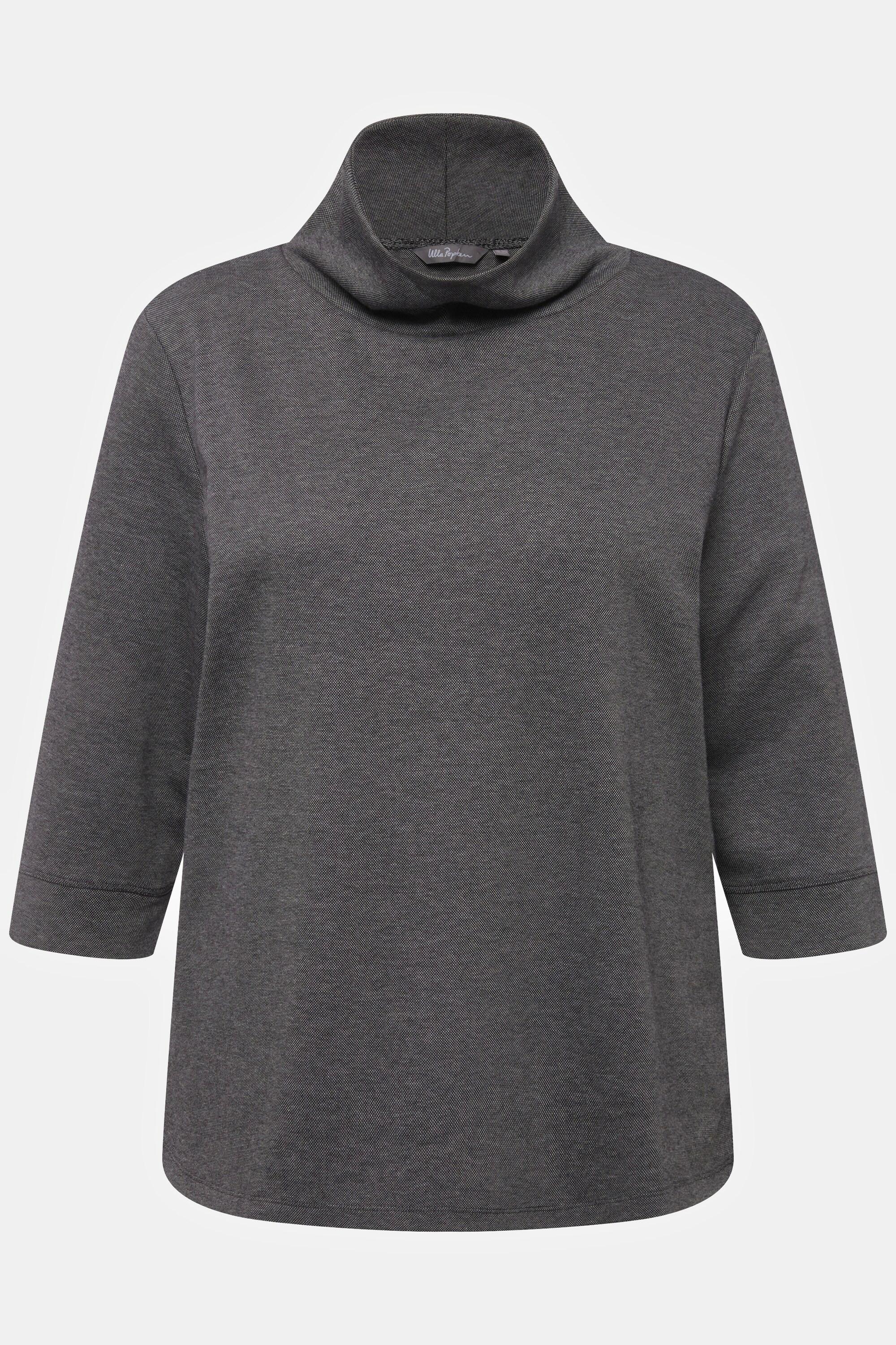 Ulla Popken  Sweatshirt, Salz-und-Pfeffer-Optik, Stehkragen, 3/4-Arm 