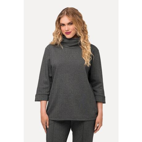 Ulla Popken  Sweatshirt, Salz-und-Pfeffer-Optik, Stehkragen, 3/4-Arm 