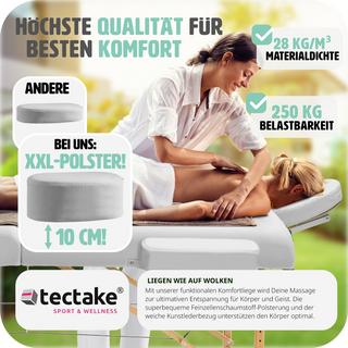 Tectake 3 Zonen Massageliege mit 10cm Polsterung und Holzgestell  