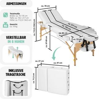 Tectake 3 Zonen Massageliege mit 10cm Polsterung und Holzgestell  