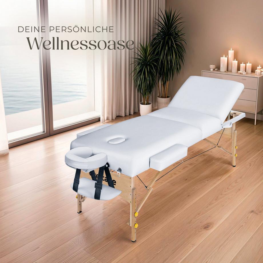 Tectake Table de massage portable et pliante à 3 zones  largeur 70 cm et rembourrage 10 cm  