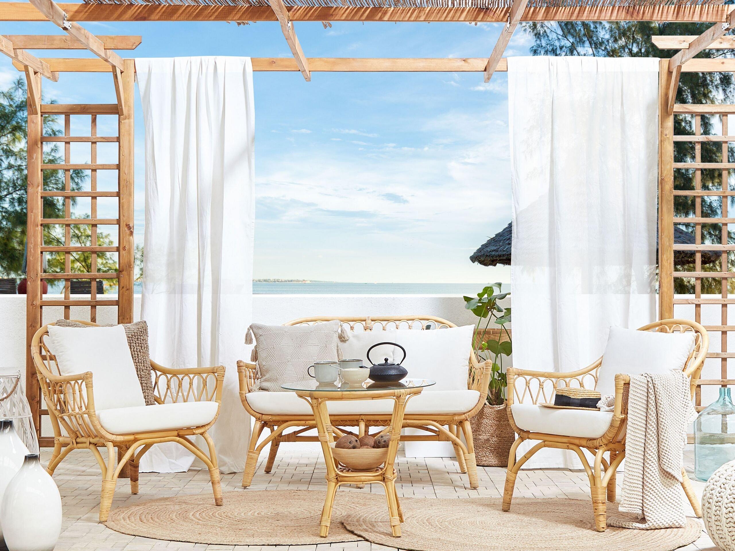 Beliani Ensemble de salon avec table en Rotin Boho SIBARI  