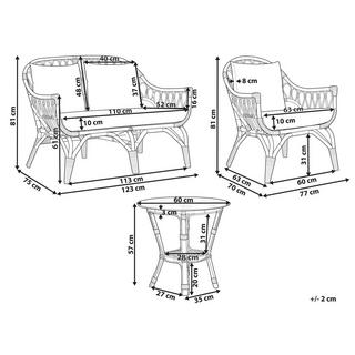 Beliani Lounge Set mit Tisch aus Rattan Retro SIBARI  