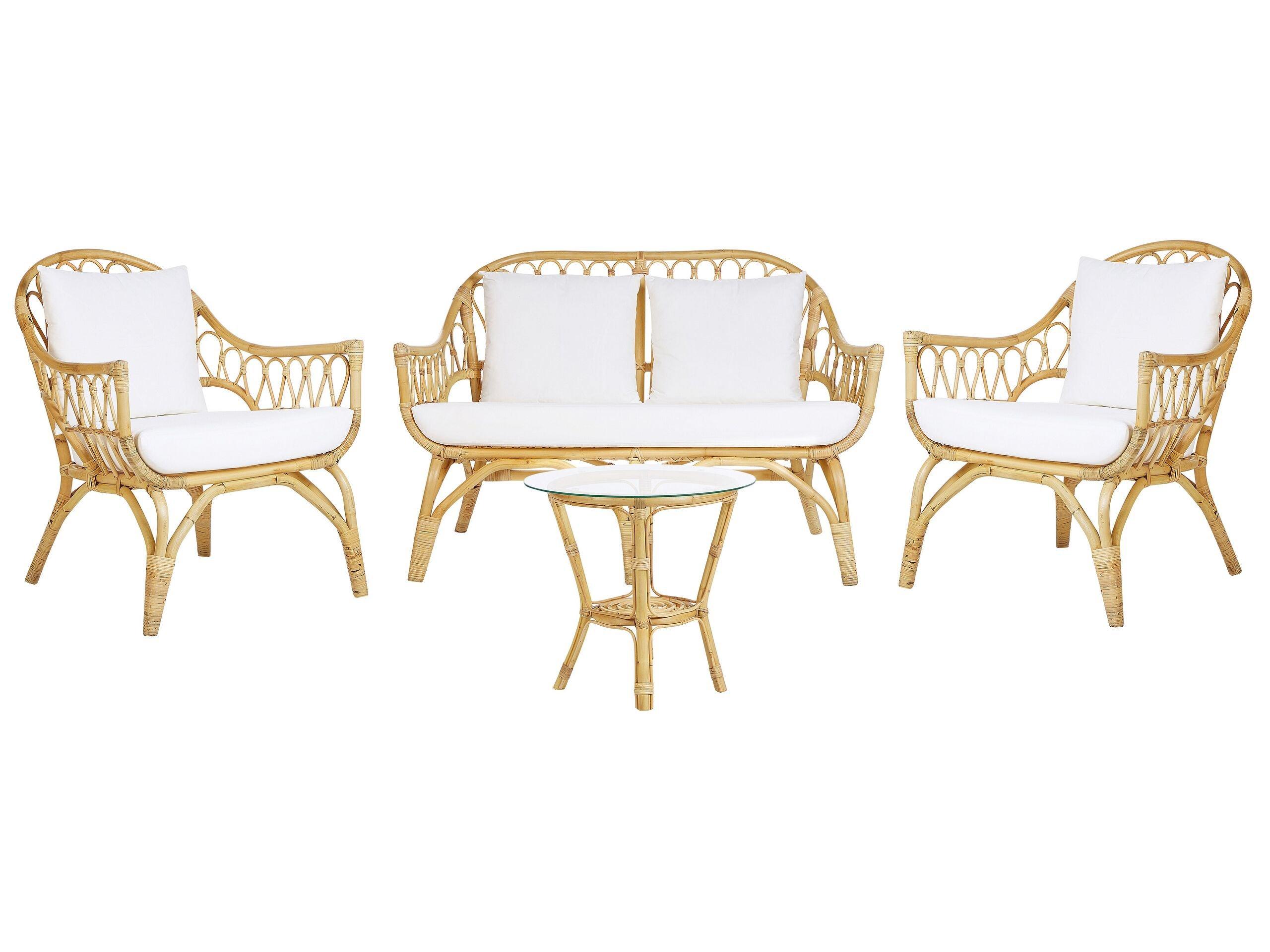 Beliani Lounge Set mit Tisch aus Rattan Retro SIBARI  