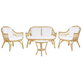 Beliani Ensemble de salon avec table en Rotin Boho SIBARI  