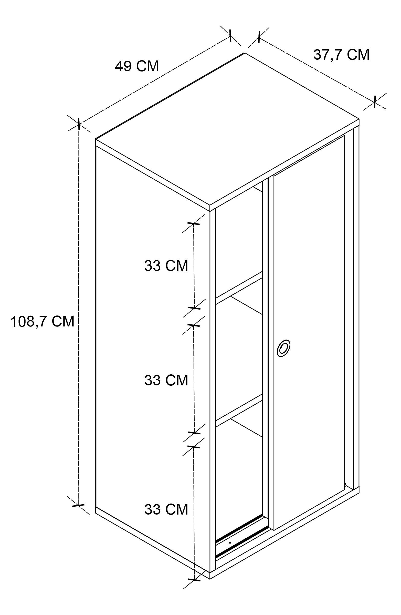 VCM Büroschrank mit 3 Fächern | moderner Aktenschrank mit Schiebetüren | Maße ca. H. 109 x B. 49 x T. 38 cm – Ulas 3-Fach  