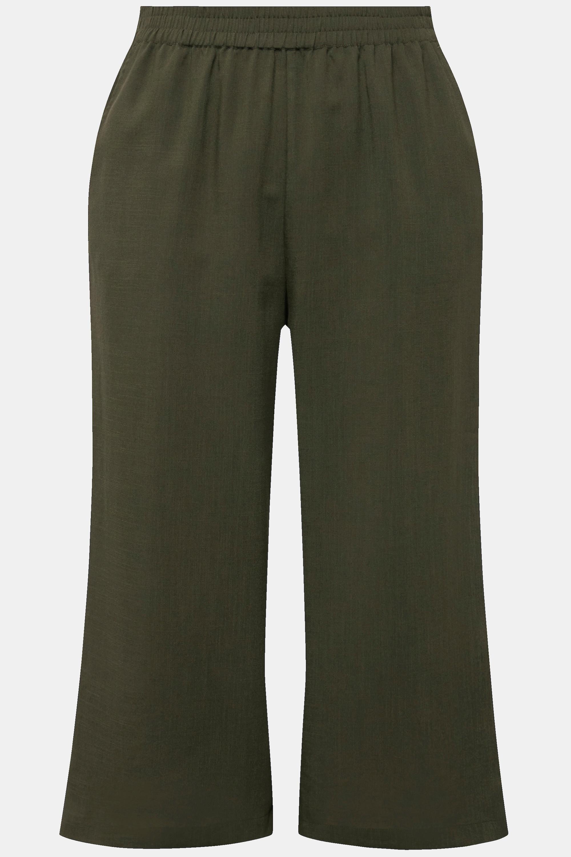 Ulla Popken  Culottes con taglio della gamba ampio e lungo fino al polpaccio e cintura elastica 