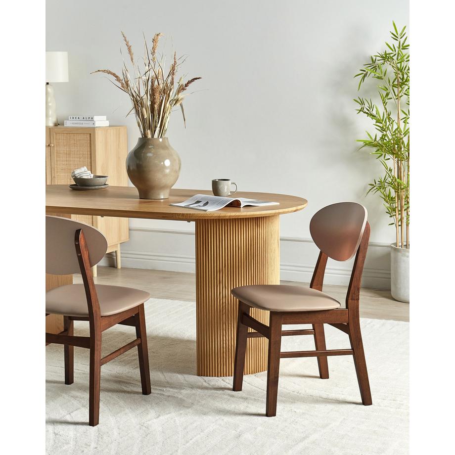 Beliani Esszimmerstuhl 2er Set aus Gummibaumholz Klassisch AMERY  