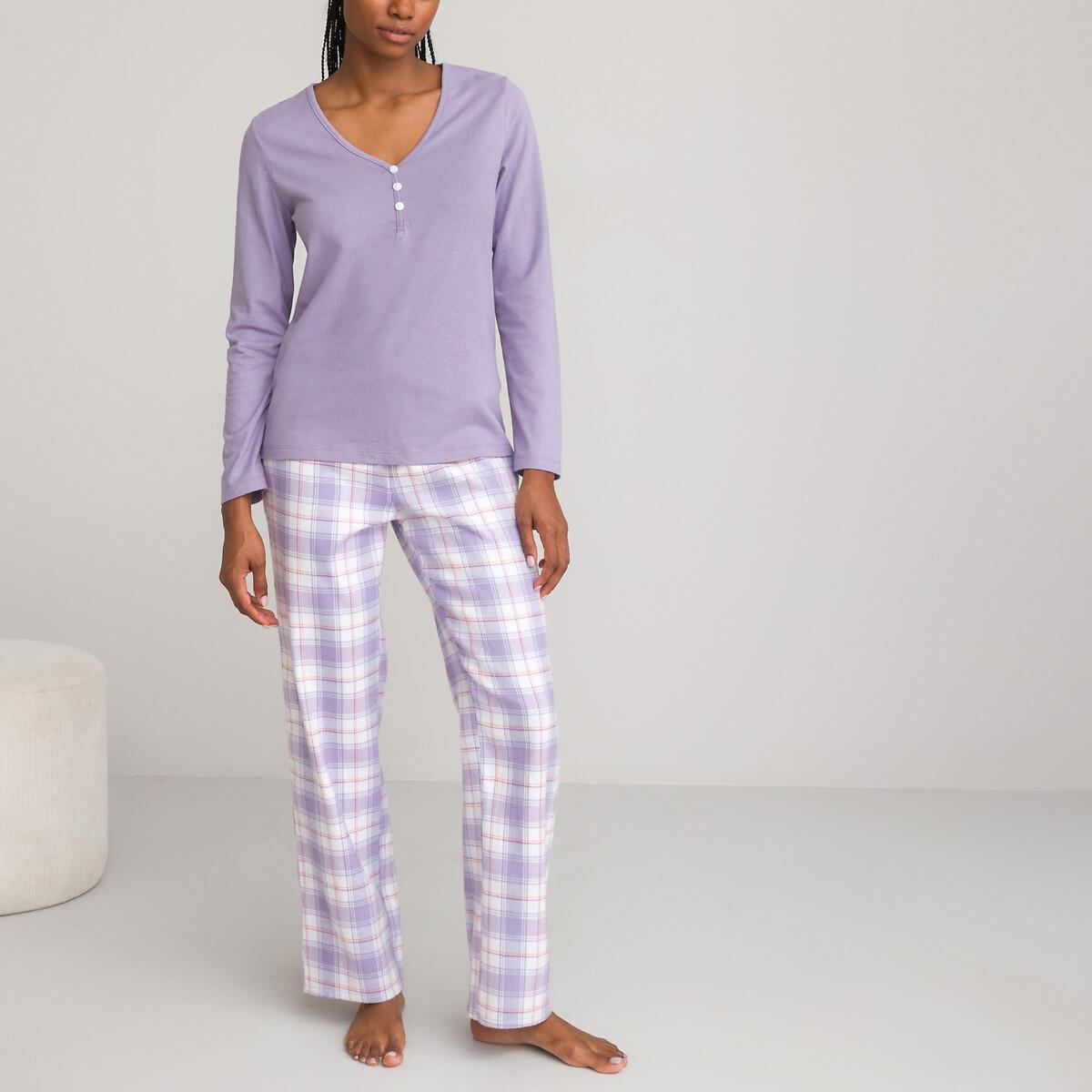 Image of Pyjama Mit Langen Ärmeln Damen Violett 36