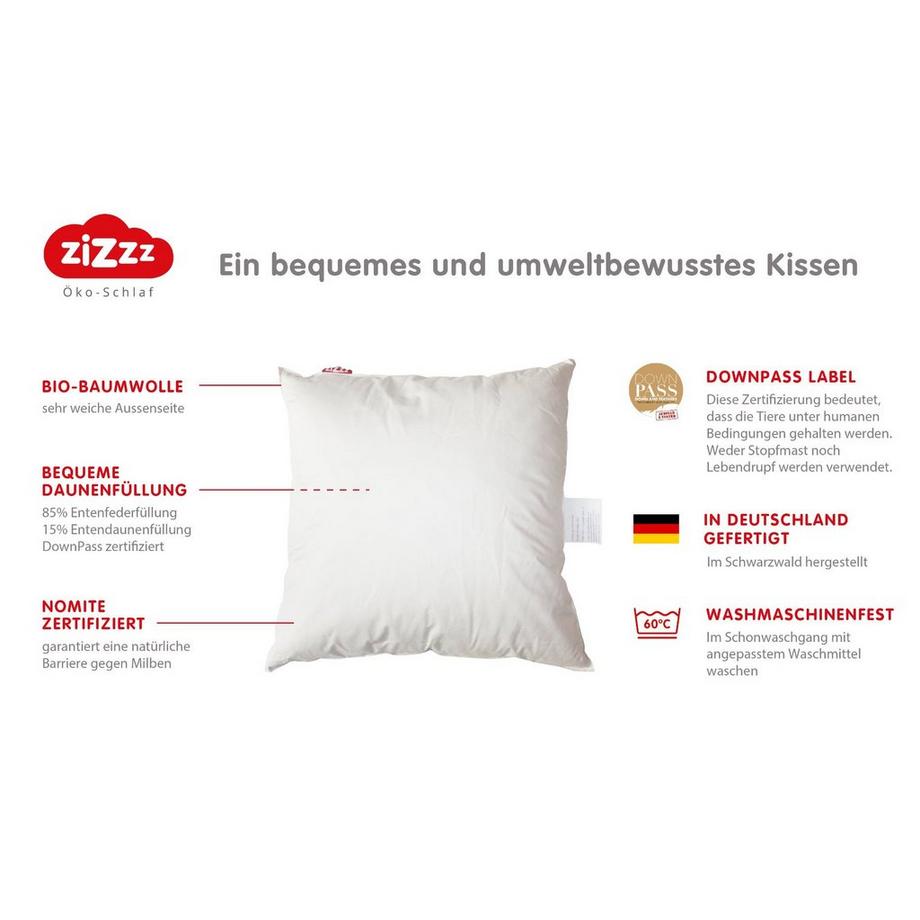 Zizzz Bio Entendaunenkissen Nomite & Downpass  