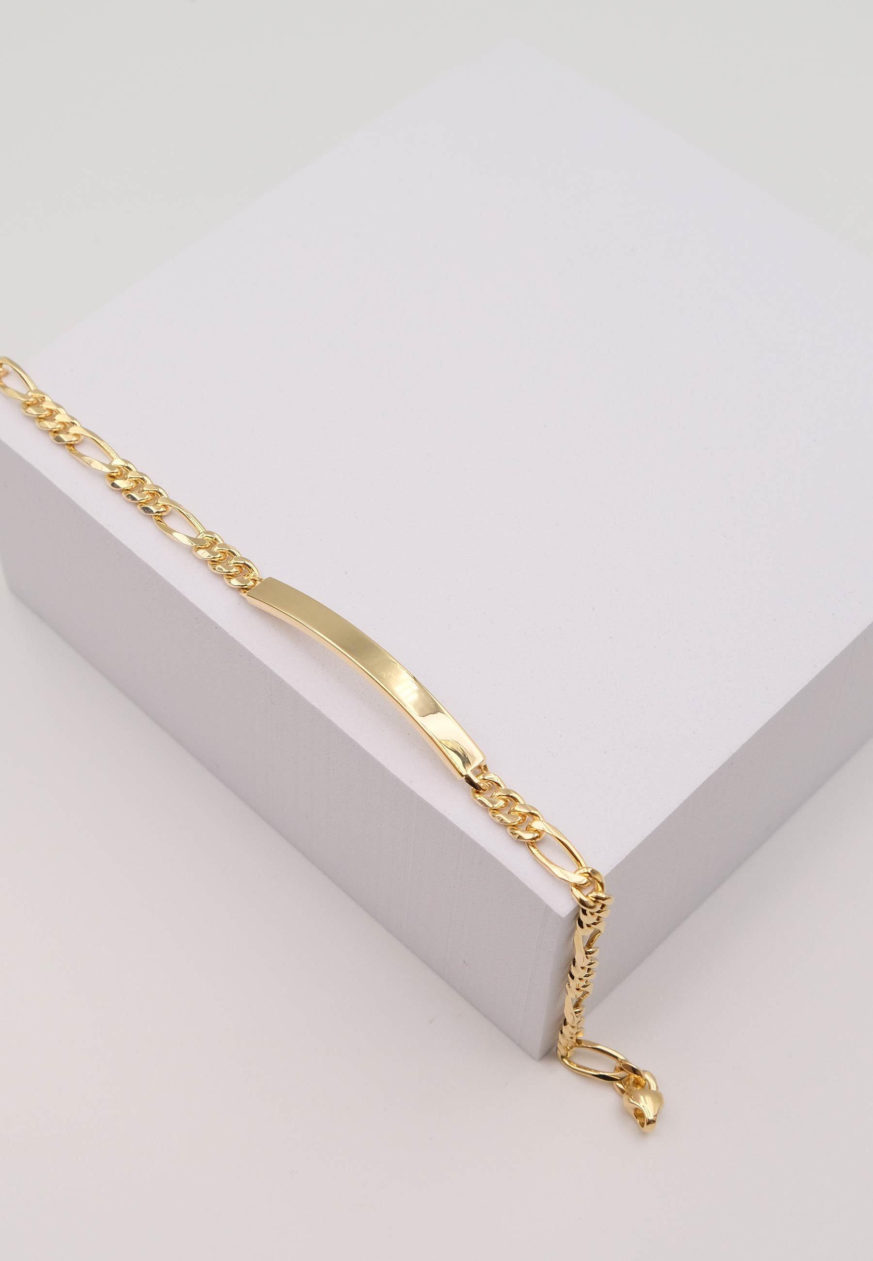 MUAU Schmuck  ID-Bracelet Figaro Gelbgold 750, 19cm, 4mm 