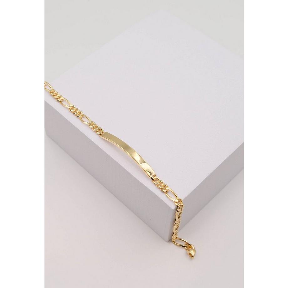 MUAU Schmuck  ID-Bracelet Figaro Gelbgold 750, 19cm, 4mm 