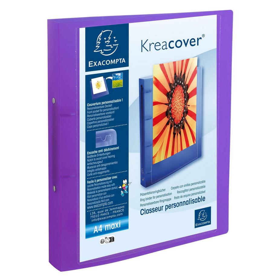 Exacompta Raccoglitore 2 anelli 30mm polipropilene Chromaline Kreacover - A4 maxi - x 15  