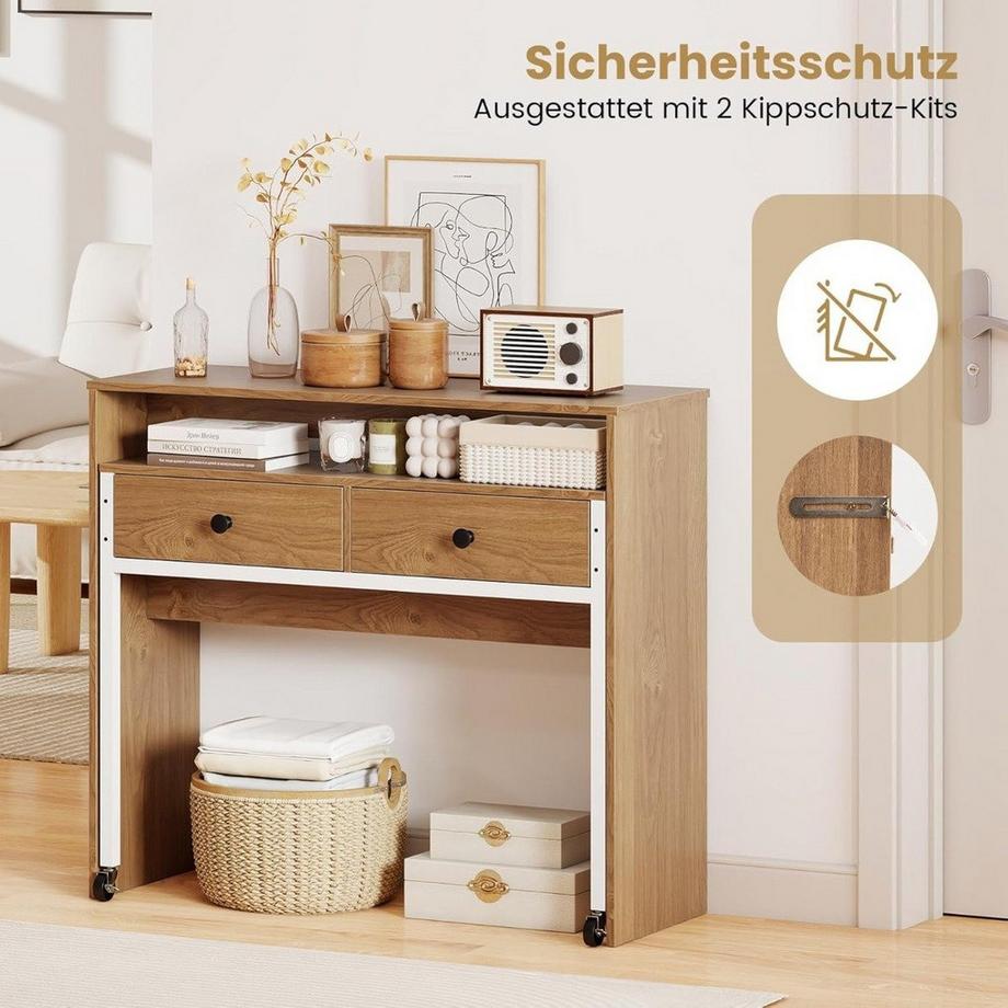 Northix Bureau extensible avec tiroirs et roulettes  