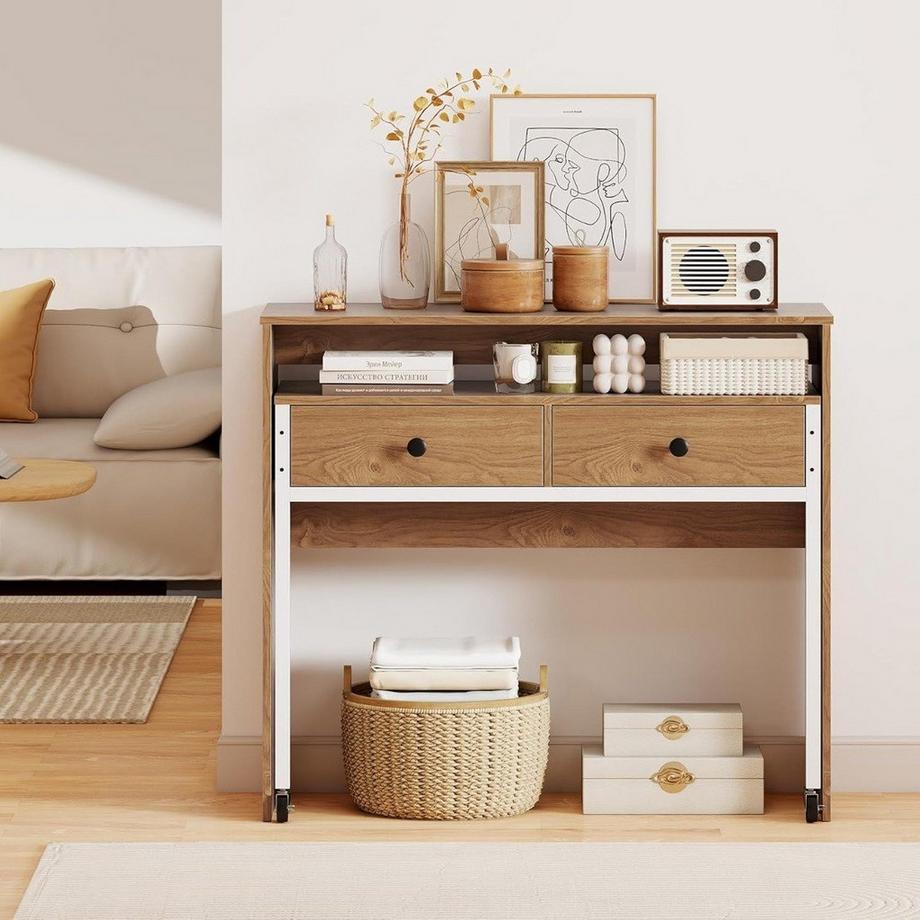 Northix Bureau extensible avec tiroirs et roulettes  