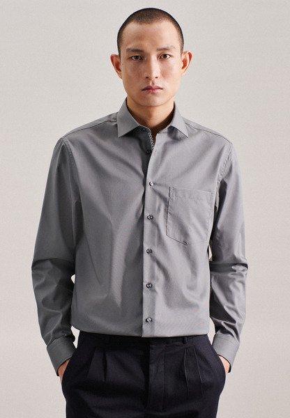 Image of Business Hemd Comfort Fit Langarm Uni Herren Taubengrau 45