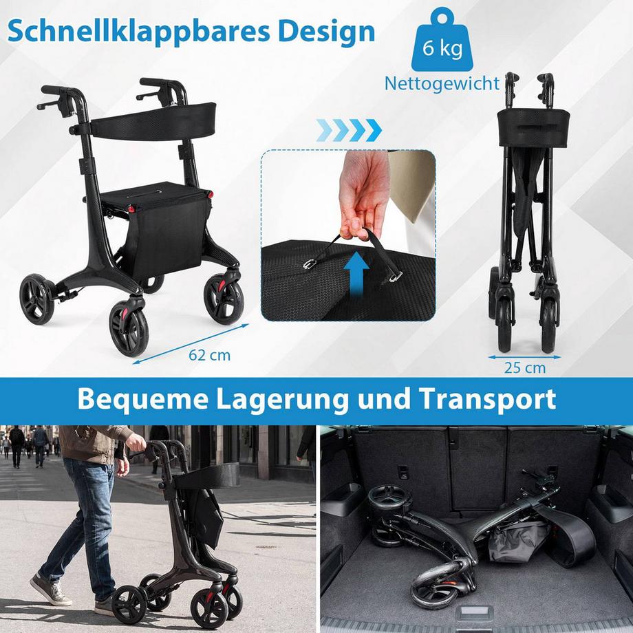 Northix  Déambulateur pliable pour seniors avec siège 