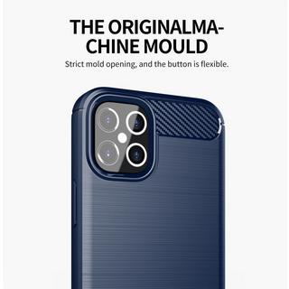 Cadorabo  Hülle für Apple iPhone 12  12 PRO TPU Silikon Edelstahl-Karbonfaser Optik 