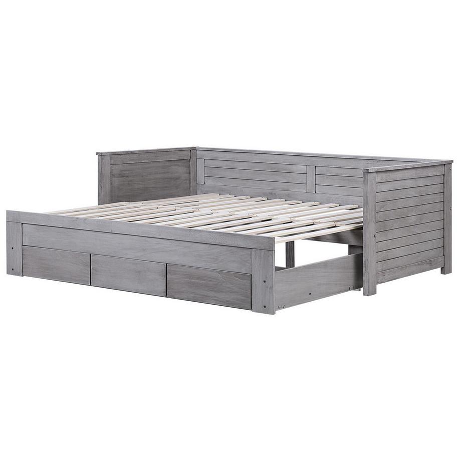 Beliani Lit avec tiroirs de rangement en Bois d\'hévéa Industriel CAHORS  